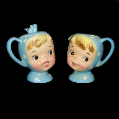 Vintage Napco Miss Cutie Pie Girl Sugar Creamer Cream Jar Condiment 